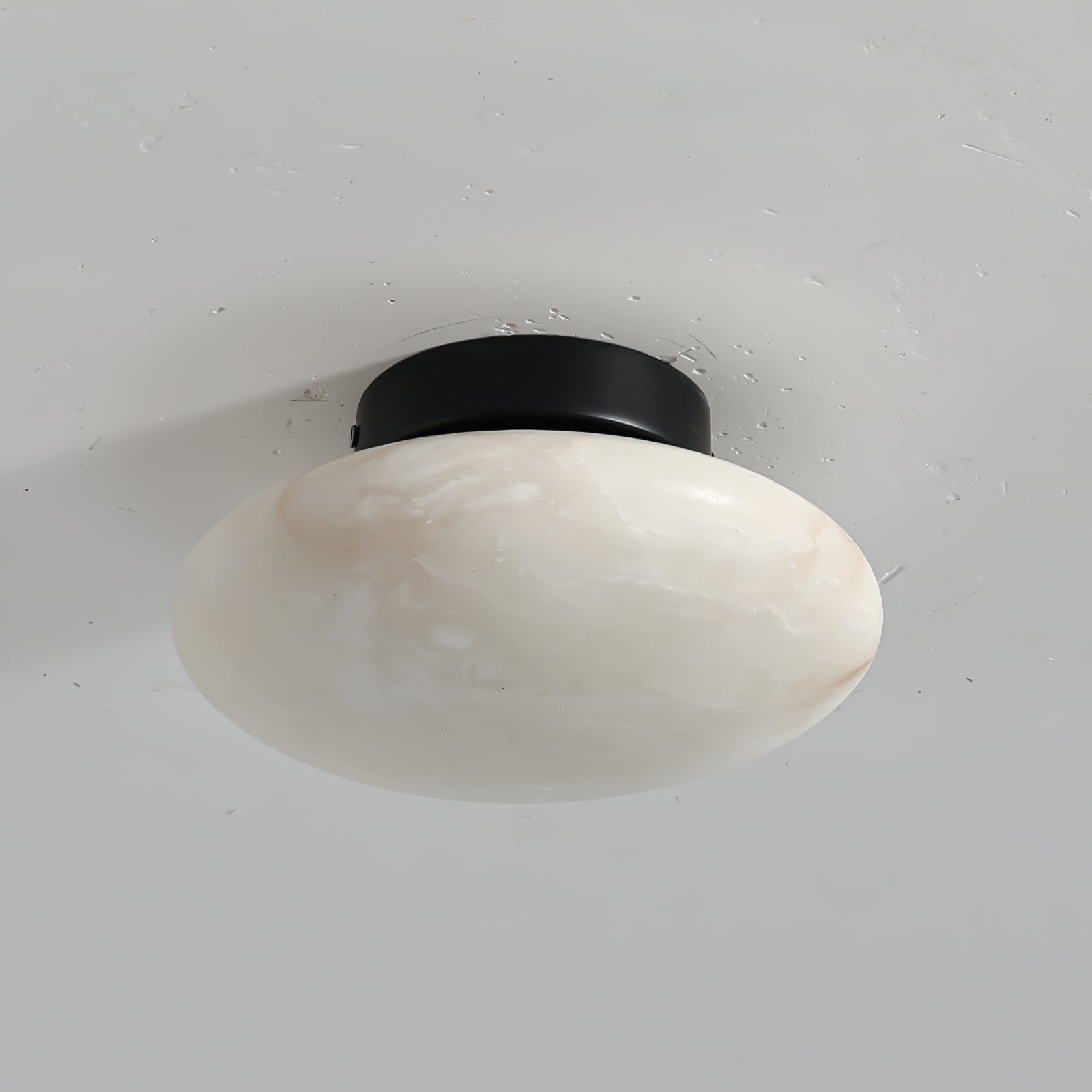 Natural Alabaster Stone Oval Ceiling Lamp with Brass Base and Integrated LED