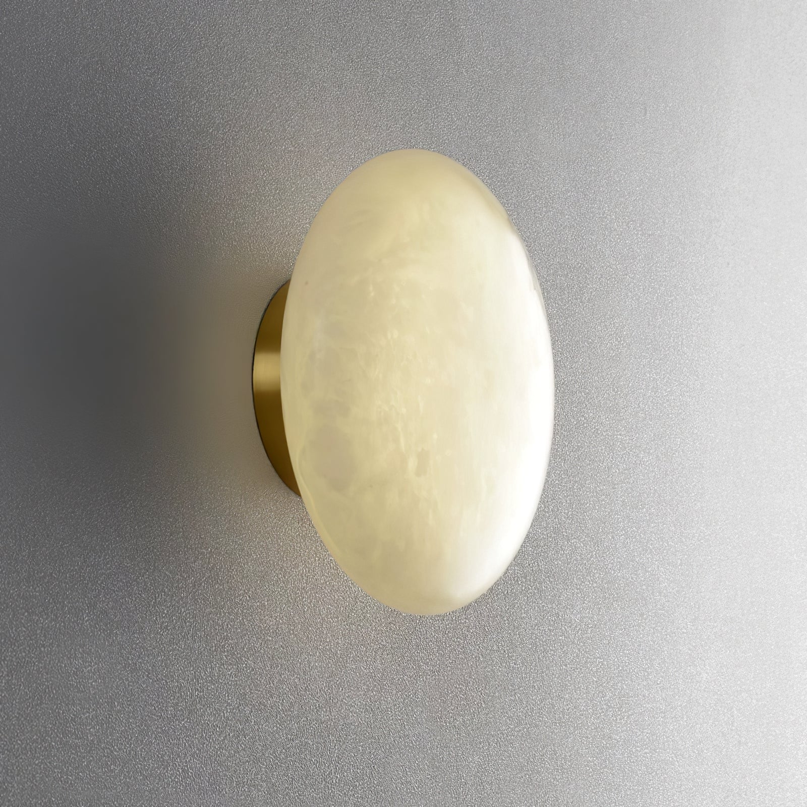 Natural Alabaster Stone Oval Ceiling Lamp with Brass Base and Integrated LED