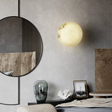 Natural Alabaster Stone Oval Ceiling Lamp with Brass Base and Integrated LED