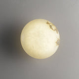 Natural Alabaster Stone Oval Ceiling Lamp with Brass Base and Integrated LED