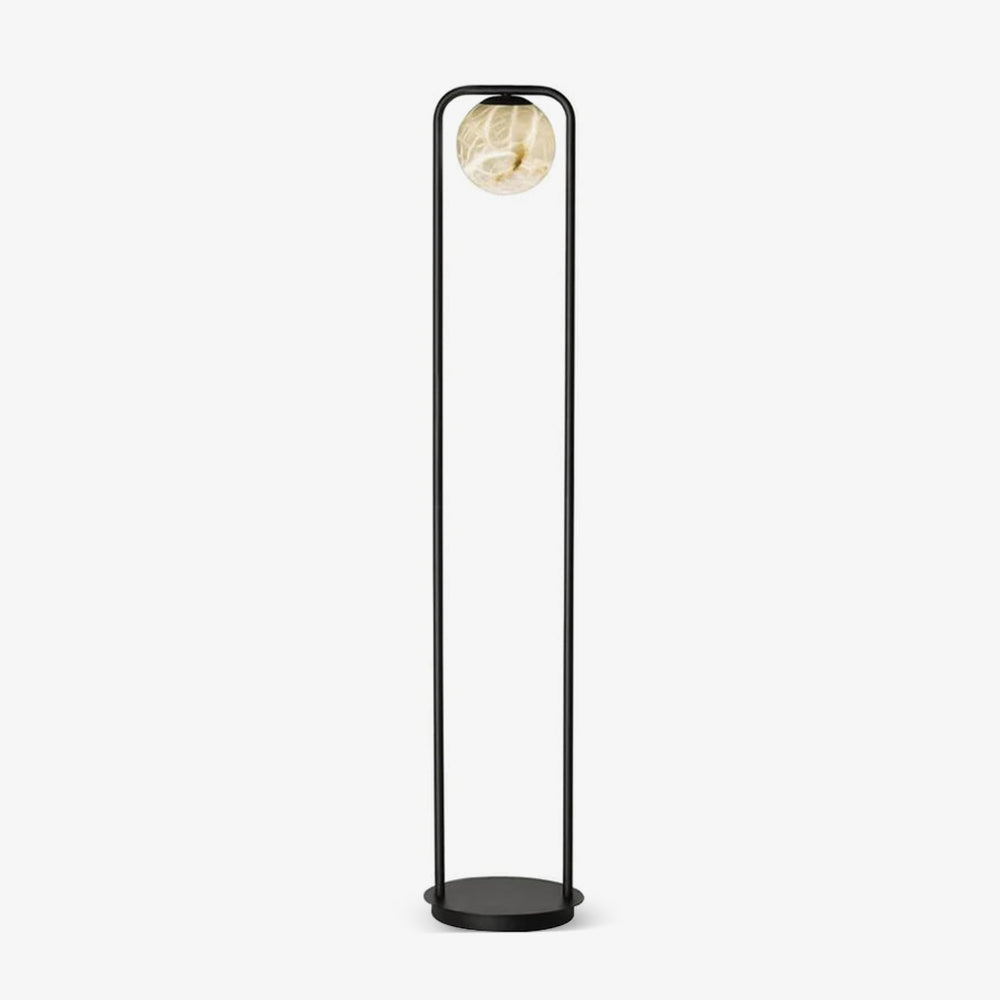 Modern Alabaster Tribeca Standing Floor Lamp with Natural Stone Shade and Black Metal Frame