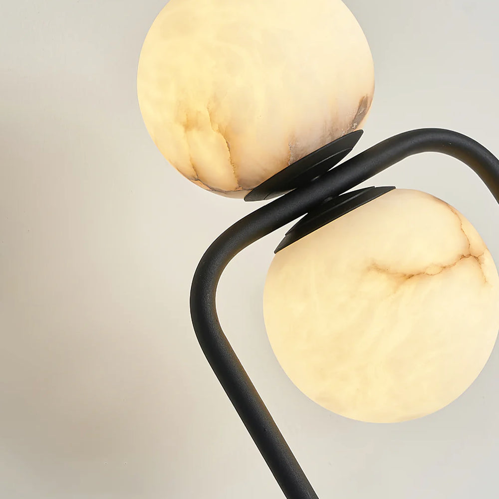 Modern Alabaster Tribeca Standing Floor Lamp with Natural Stone Shade and Black Metal Frame