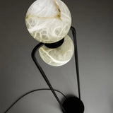 Modern Alabaster Tribeca Standing Floor Lamp with Natural Stone Shade and Black Metal Frame