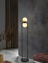 Modern Alabaster Tribeca Standing Floor Lamp with Natural Stone Shade and Black Metal Frame