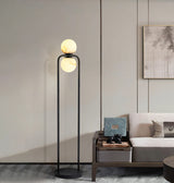Modern Alabaster Tribeca Standing Floor Lamp with Natural Stone Shade and Black Metal Frame