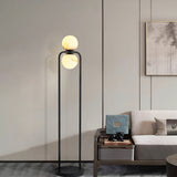 Modern Alabaster Tribeca Standing Floor Lamp with Natural Stone Shade and Black Metal Frame