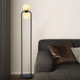 Modern Alabaster Tribeca Standing Floor Lamp with Natural Stone Shade and Black Metal Frame