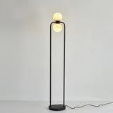 Modern Alabaster Tribeca Standing Floor Lamp with Natural Stone Shade and Black Metal Frame