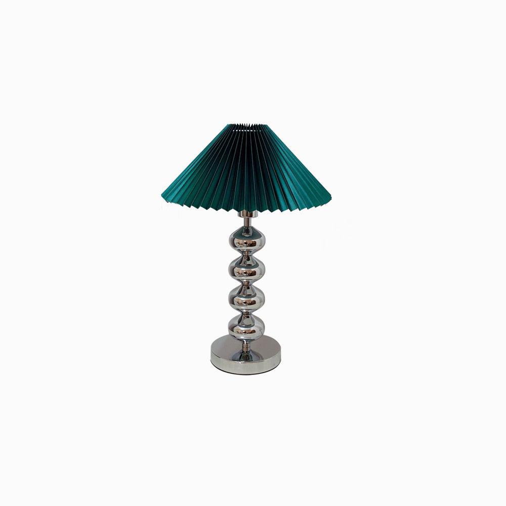 Aleisha Modern Pleated Fabric Shade Table Lamp with Chrome Base for Bedroom and Living Room