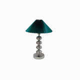 Aleisha Modern Pleated Fabric Shade Table Lamp with Chrome Base for Bedroom and Living Room