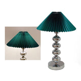 Aleisha Modern Pleated Fabric Shade Table Lamp with Chrome Base for Bedroom and Living Room