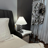 Aleisha Modern Pleated Fabric Shade Table Lamp with Chrome Base for Bedroom and Living Room