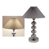 Aleisha Modern Pleated Fabric Shade Table Lamp with Chrome Base for Bedroom and Living Room