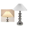 Aleisha Modern Pleated Fabric Shade Table Lamp with Chrome Base for Bedroom and Living Room