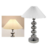 Aleisha Modern Pleated Fabric Shade Table Lamp with Chrome Base for Bedroom and Living Room