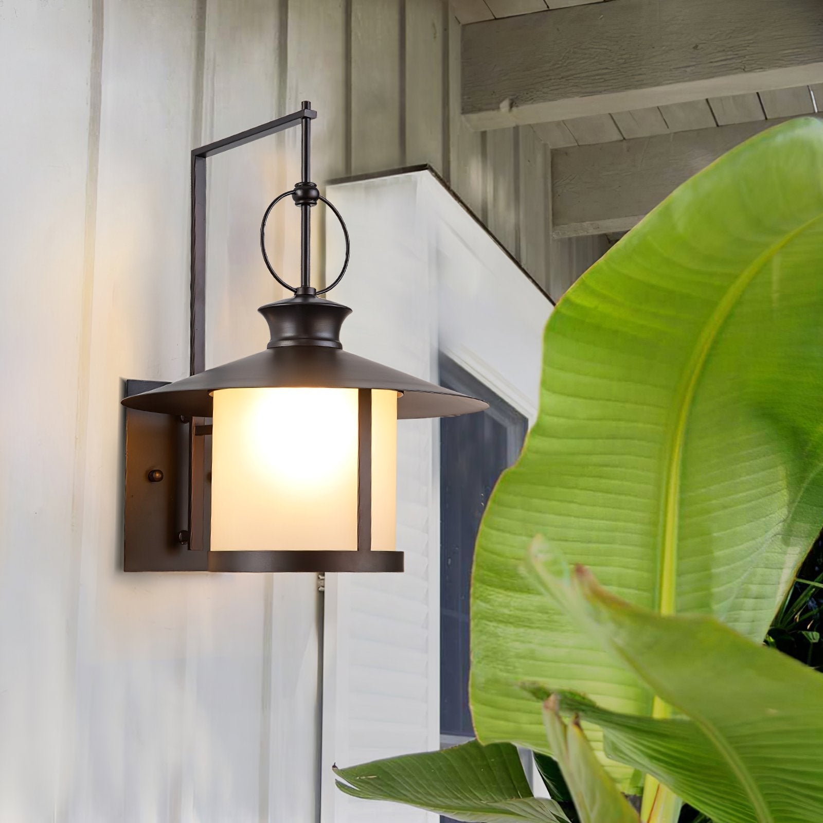 classic-brown-iron-outdoor-wall-lantern-sconce-with-white-glass-shade-for-entryway