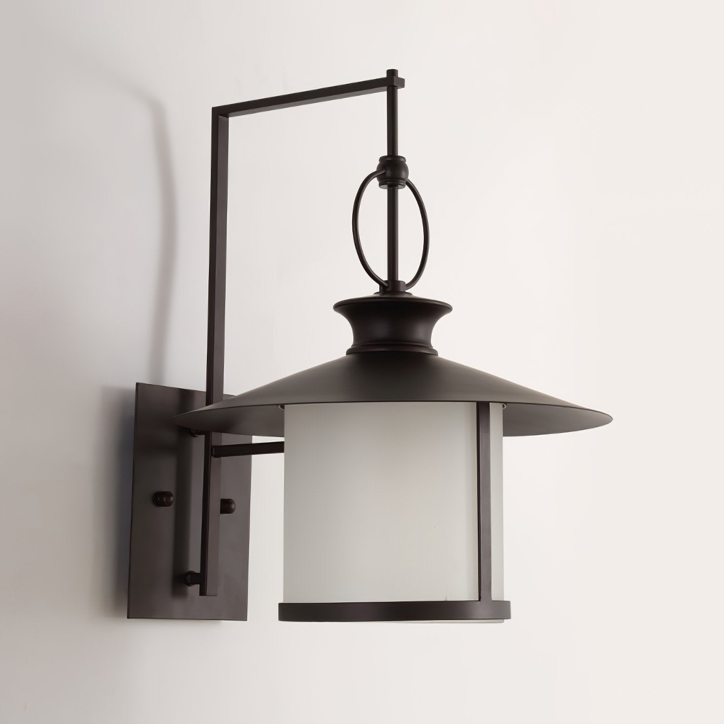 classic-brown-iron-outdoor-wall-lantern-sconce-with-white-glass-shade-for-entryway