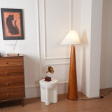 Modern Wood Floor Lamp with Asymmetrical Linen Shade for Contemporary Living Room Lighting