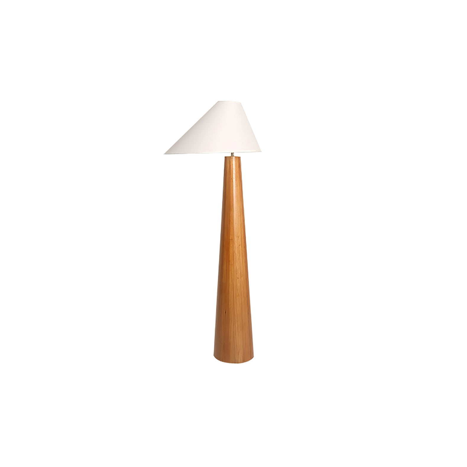 Modern Wood Floor Lamp with Asymmetrical Linen Shade for Contemporary Living Room Lighting