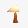 Minimalist Wooden Bedside Table Lamp with Asymmetrical White Fabric Shade