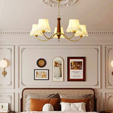 modern-conical-fabric-chandelier-with-brass-and-walnut-wood-accents-for-living-room