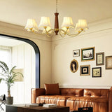 modern-conical-fabric-chandelier-with-brass-and-walnut-wood-accents-for-living-room