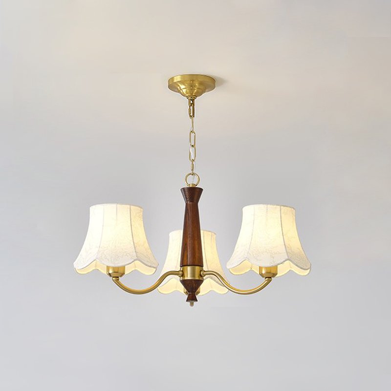 modern-conical-fabric-chandelier-with-brass-and-walnut-wood-accents-for-living-room