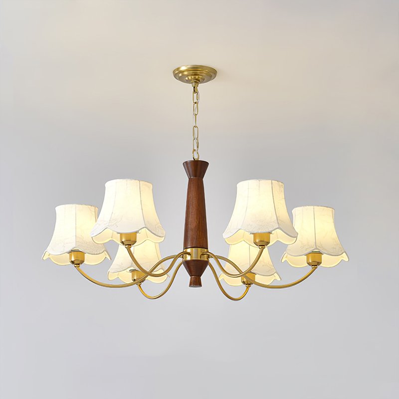 modern-conical-fabric-chandelier-with-brass-and-walnut-wood-accents-for-living-room