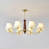 modern-conical-fabric-chandelier-with-brass-and-walnut-wood-accents-for-living-room