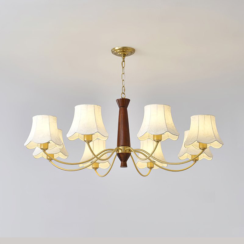 modern-conical-fabric-chandelier-with-brass-and-walnut-wood-accents-for-living-room