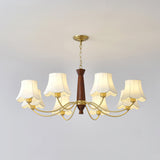 modern-conical-fabric-chandelier-with-brass-and-walnut-wood-accents-for-living-room