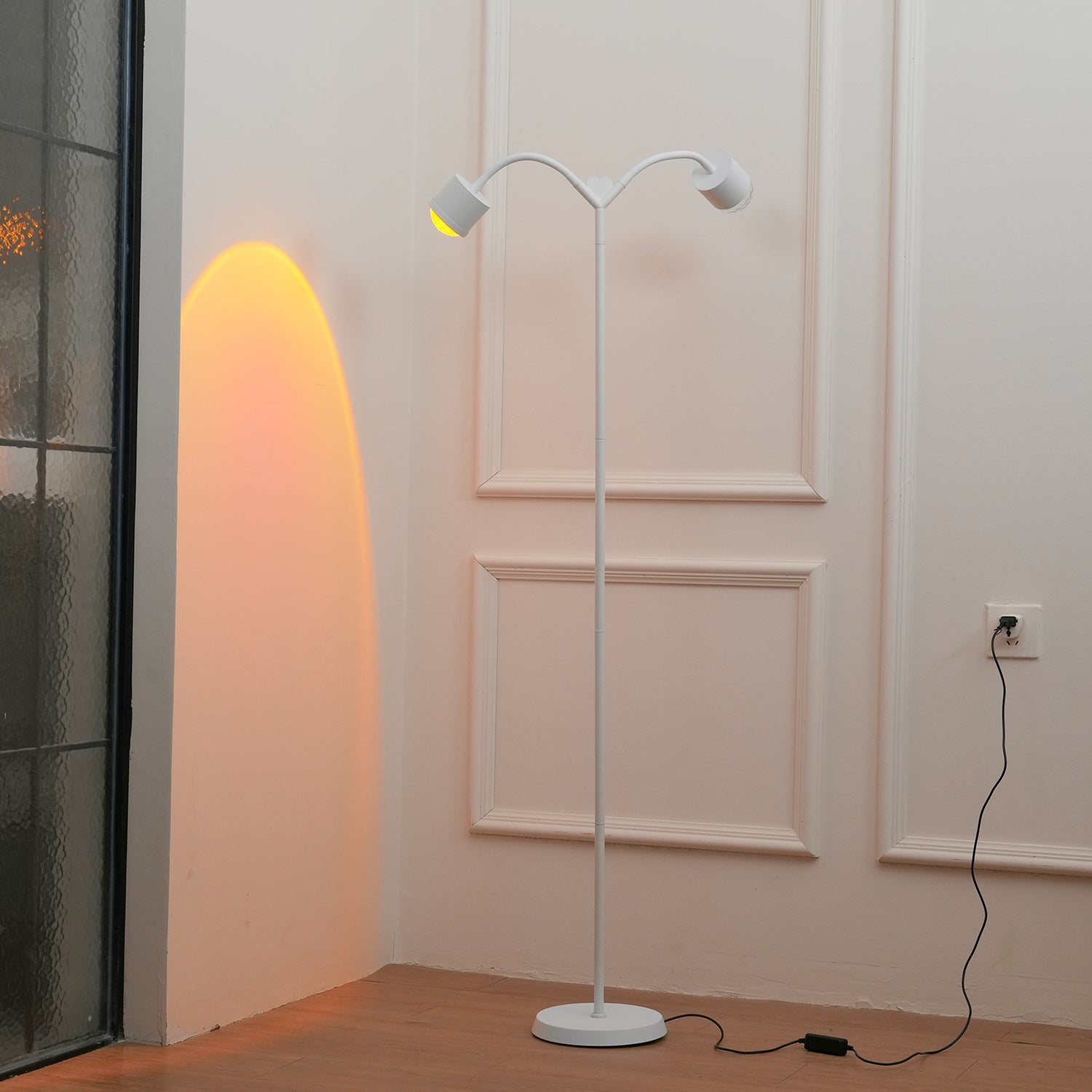 Modern Ripple and Sunset Red Ambient Floor Lamp Contemporary LED Standing Accent Light