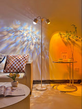 Modern Ripple and Sunset Red Ambient Floor Lamp Contemporary LED Standing Accent Light