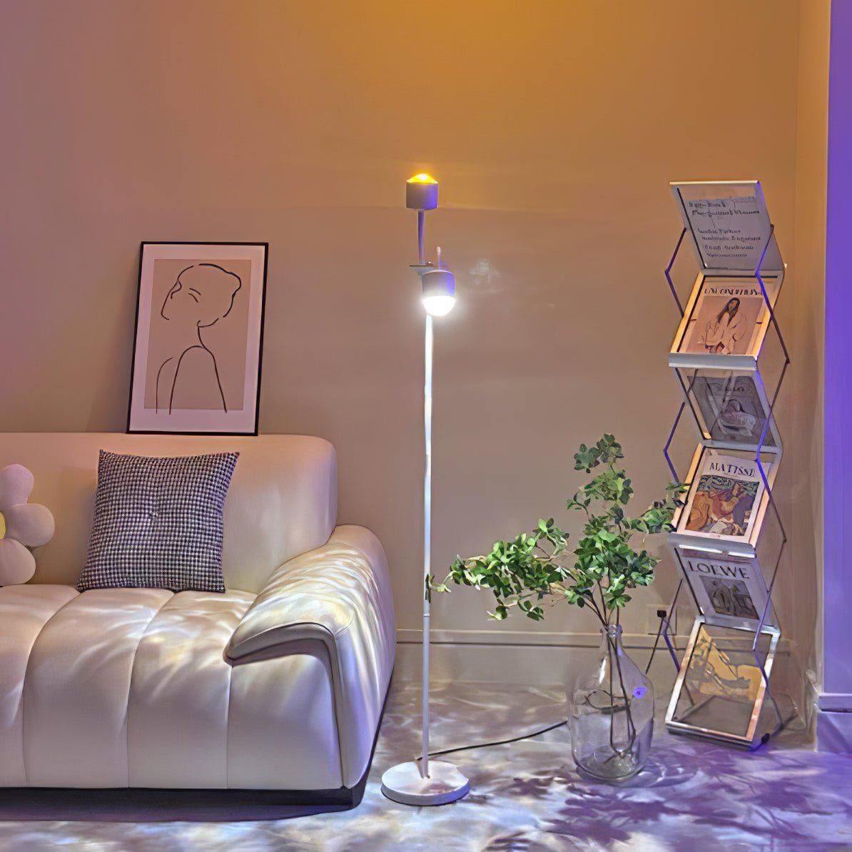 Modern Ripple and Sunset Red Ambient Floor Lamp Contemporary LED Standing Accent Light