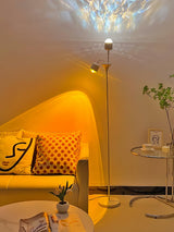 Modern Ripple and Sunset Red Ambient Floor Lamp Contemporary LED Standing Accent Light