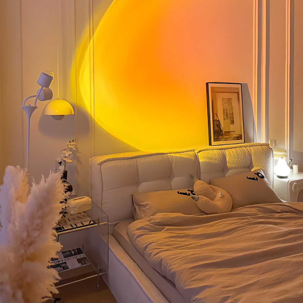 Modern Ripple and Sunset Red Ambient Floor Lamp Contemporary LED Standing Accent Light
