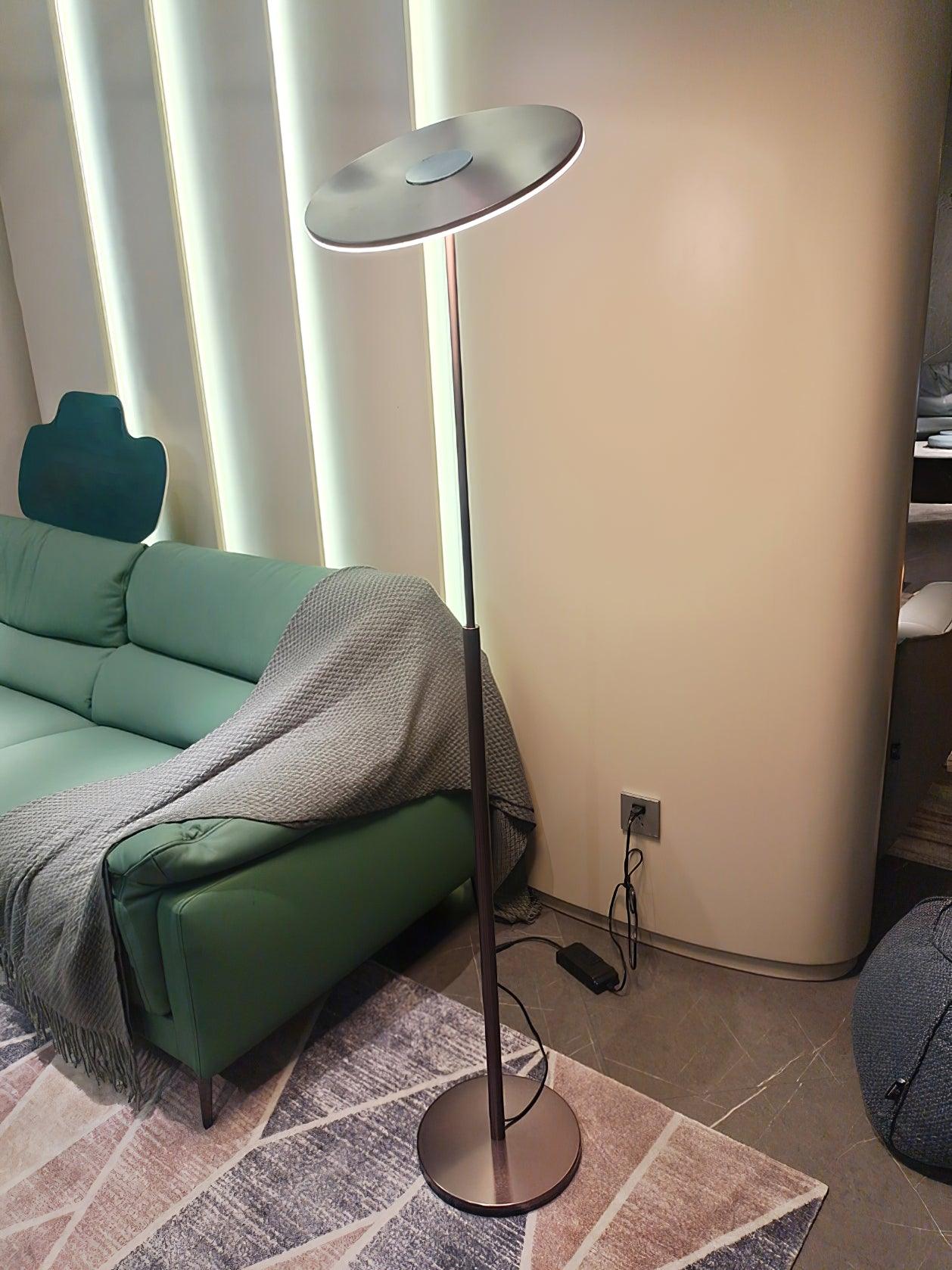 Ambra Modern LED Torchiere Floor Lamp with Acrylic Shade and Brown Finish