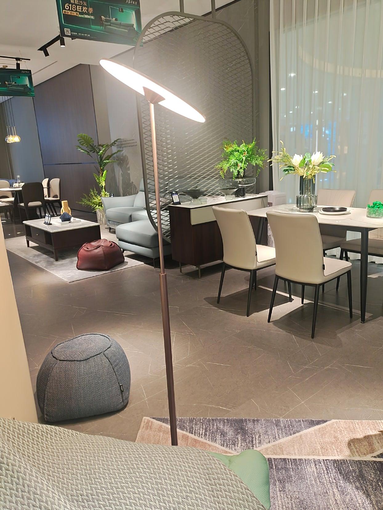 Ambra Modern LED Torchiere Floor Lamp with Acrylic Shade and Brown Finish