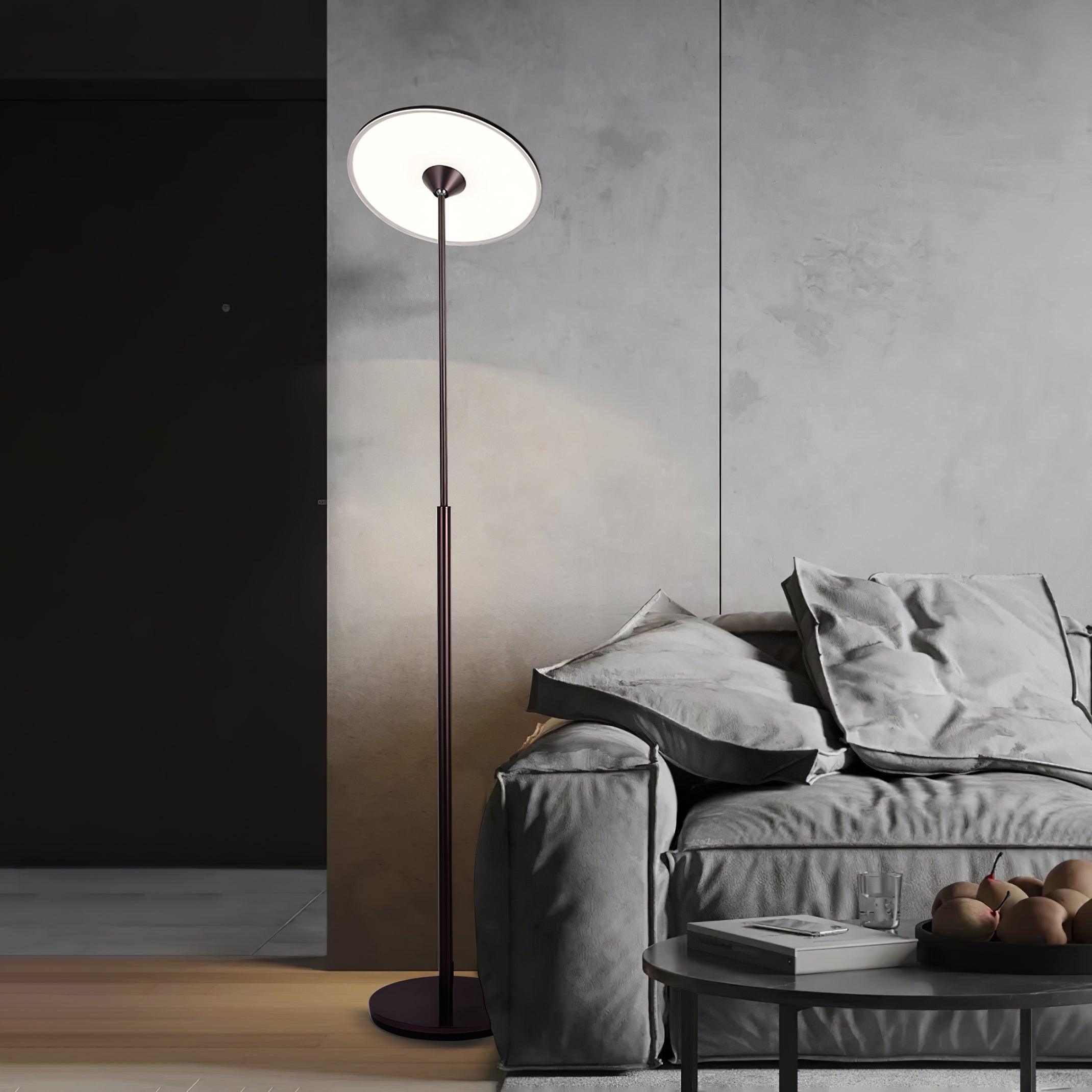 Ambra Modern LED Torchiere Floor Lamp with Acrylic Shade and Brown Finish