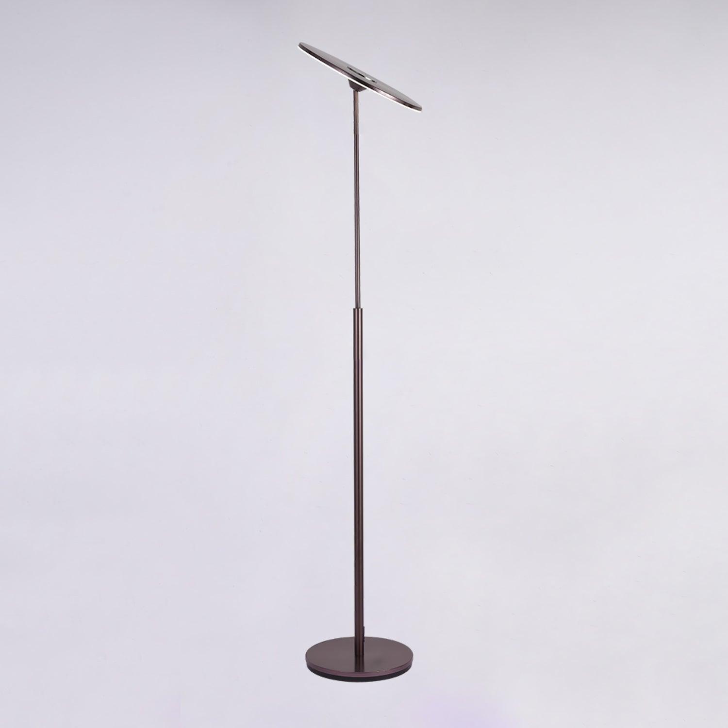 Ambra Modern LED Torchiere Floor Lamp with Acrylic Shade and Brown Finish