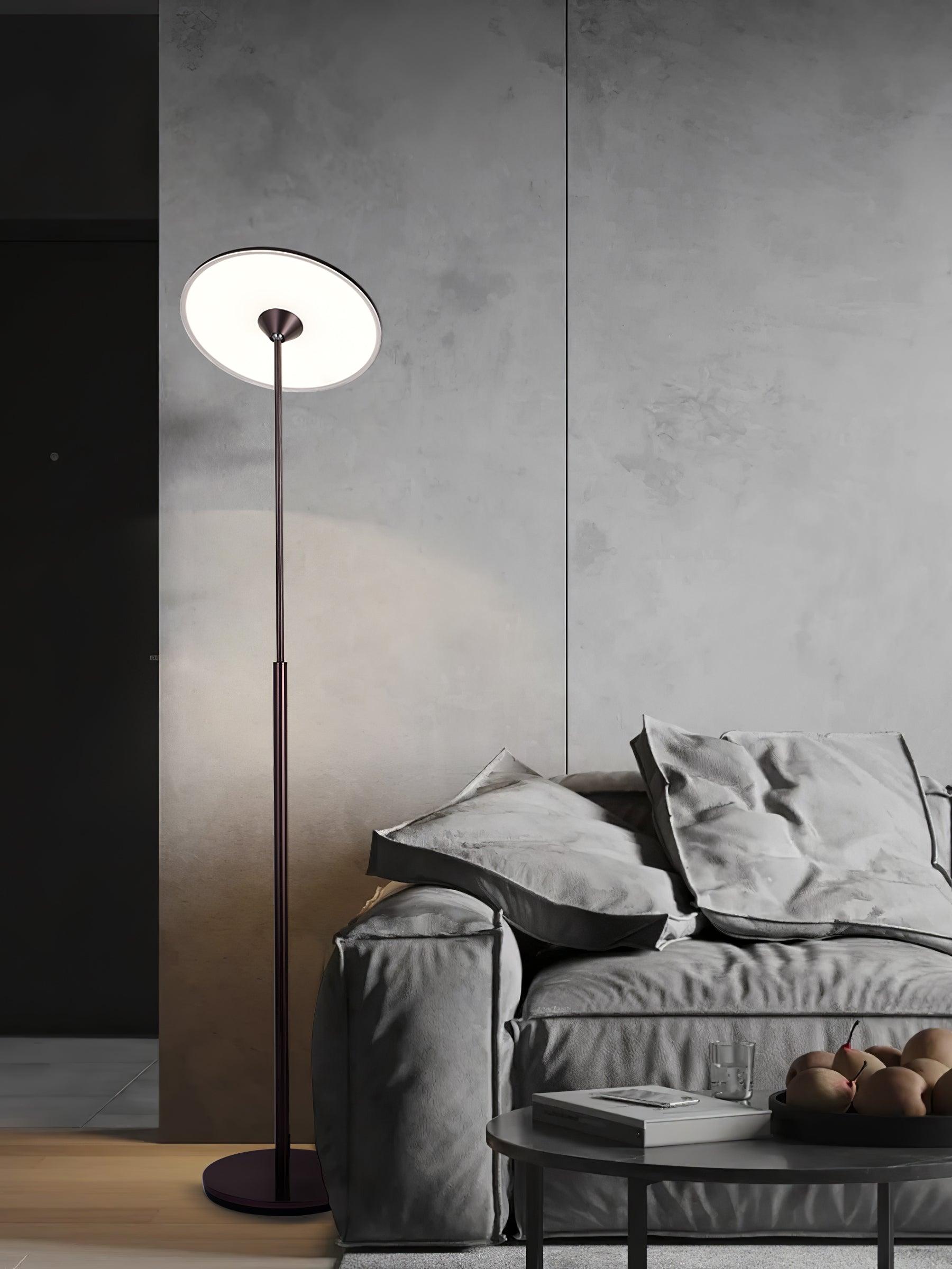 Ambra Modern LED Torchiere Floor Lamp with Acrylic Shade and Brown Finish