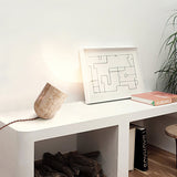 Modern Yellow Travertine Stone Table Lamp with Natural Wood Edge for Bedside