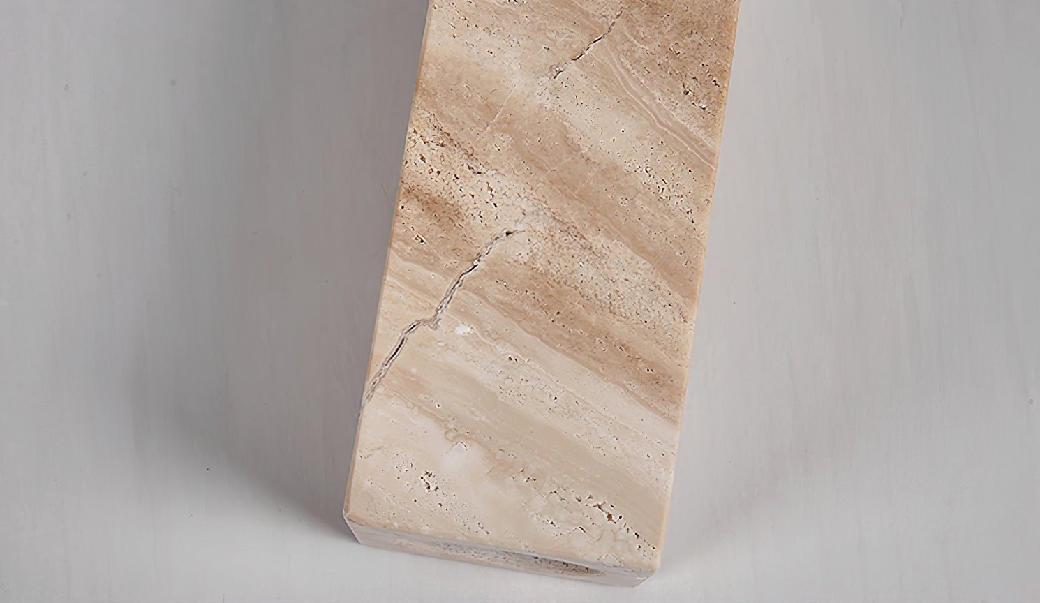 Modern Yellow Travertine Stone Table Lamp with Natural Wood Edge for Bedside
