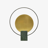 Geometric Hoop Industrial LED Table Lamp with Marble Base and Aged Gold Accents