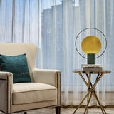 Geometric Hoop Industrial LED Table Lamp with Marble Base and Aged Gold Accents