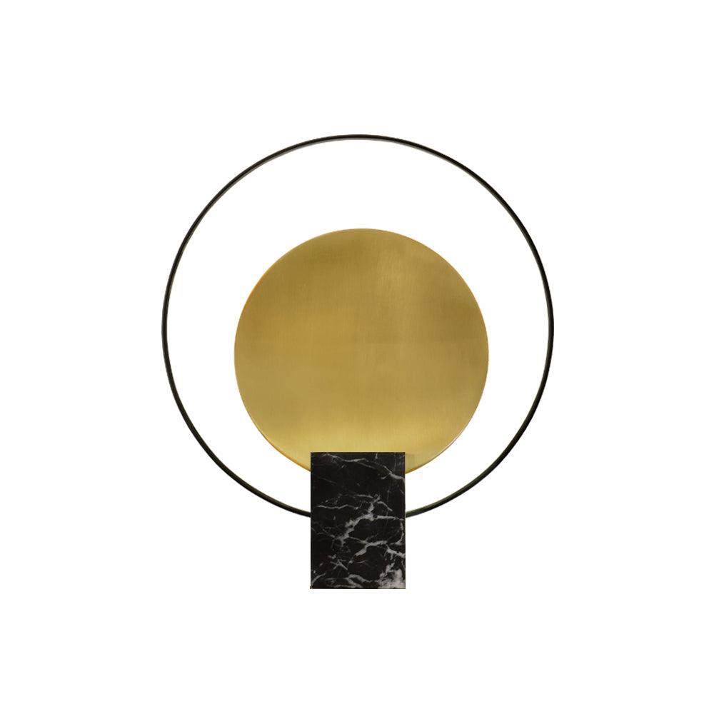 Geometric Hoop Industrial LED Table Lamp with Marble Base and Aged Gold Accents
