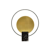 Geometric Hoop Industrial LED Table Lamp with Marble Base and Aged Gold Accents
