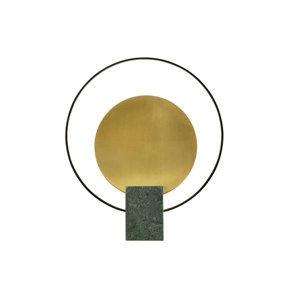 Geometric Hoop Industrial LED Table Lamp with Marble Base and Aged Gold Accents