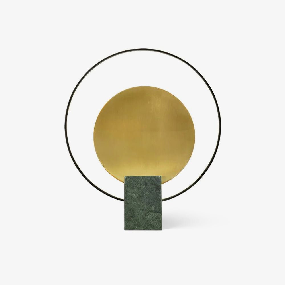 Geometric Hoop Industrial LED Table Lamp with Marble Base and Aged Gold Accents
