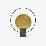 Geometric Hoop Industrial LED Table Lamp with Marble Base and Aged Gold Accents